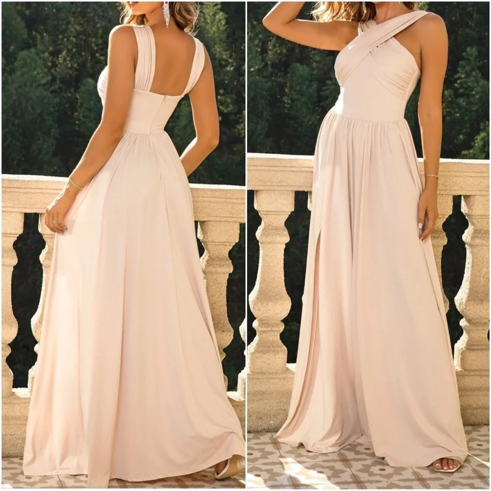 Luxe Criss Cross Neck Evening Formal Prom Wedding Dress - Picture 3 of 8